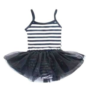 Black and White Stripe Strap Leotard Tutu